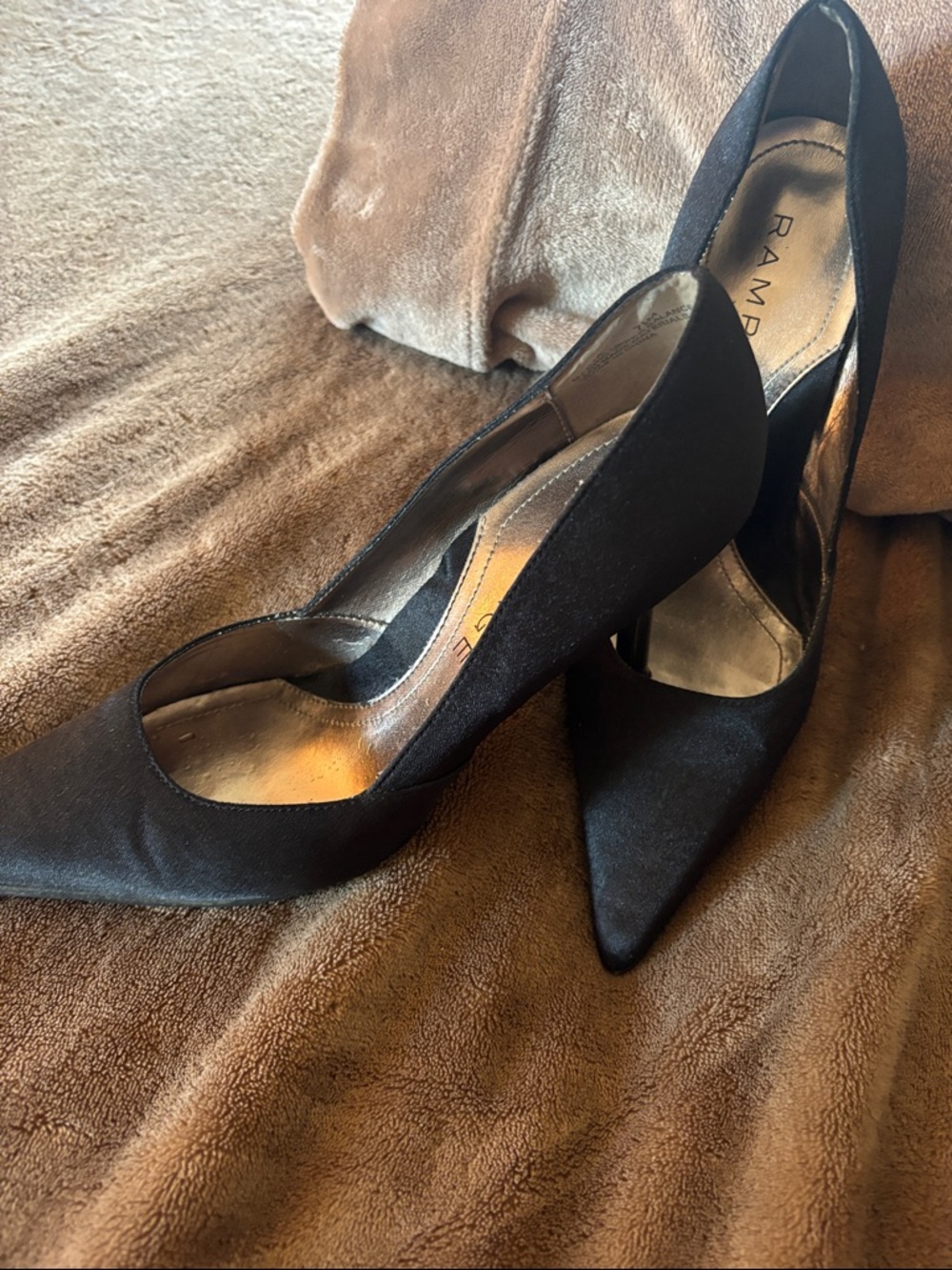 Rampage Black Pointed Toe D'Orsay Heels